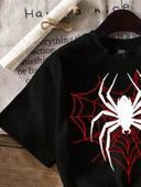 Unisex ÖRÜMCEK AĞLI Baskılı Oversize Tshirt thumbnail 5