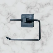 Kendiliğinden Yapışkanlı Siyah Paslanmaz Metal Kapaksız Tuvalet Kağıtlığı Aparatı thumbnail 2