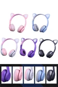 Çocuk Için Kedi Kulaklı Işıklı Mikrofonlu Kablosuz Bluetooth Kedili Çocuk Kulaklık - 2