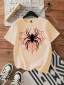 Unisex ÖRÜMCEK AĞLI Baskılı Oversize Tshirt thumbnail 2