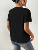 Portrait & Flower Baskılı Oversize Tshirt thumbnail 3