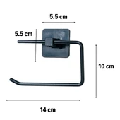 Kendiliğinden Yapışkanlı Siyah Paslanmaz Metal Kapaksız Tuvalet Kağıtlığı Aparatı thumbnail 3