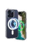 iPhone 16 Pro Max Uyumlu Kılıf Magsafe Wireless Kablosuz Şarj Destekli Sert Şeffaf Darbe Emici Kapak - 3
