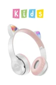 Çocuk Için Kedi Kulaklı Işıklı Mikrofonlu Kablosuz Bluetooth Kedili Çocuk Kulaklık - 1