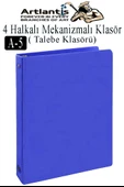 4 Halkalı Klasör 1 Adet A5 PVC Öğrenci ve Ofis Tipi Evrak Sunum Klasörü İç Cepli Otomatik Mekanizmalı Büro Okul Arşivle - 4