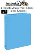 4 Halkalı Klasör 1 Adet A5 PVC Öğrenci ve Ofis Tipi Evrak Sunum Klasörü İç Cepli Otomatik Mekanizmalı Büro Okul Arşivle - 1