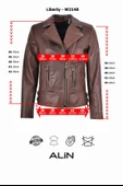 Liberty Siyah Biker Hakiki Deri Ceket Kadın - 3