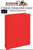 4 Halkalı Klasör 1 Adet A5 PVC Öğrenci ve Ofis Tipi Evrak Sunum Klasörü İç Cepli Otomatik Mekanizmalı Büro Okul Arşivle - 3