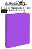 4 Halkalı Klasör 1 Adet A5 PVC Öğrenci ve Ofis Tipi Evrak Sunum Klasörü İç Cepli Otomatik Mekanizmalı Büro Okul Arşivle - 5