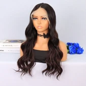 Kahverengi / Kızıl Kahve Ombreli Su Dalgalı Tül Peruk thumbnail 3