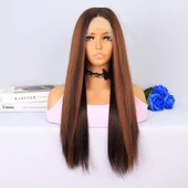 Kahverengi / Bakır Röfleli Tül Peruk thumbnail 1