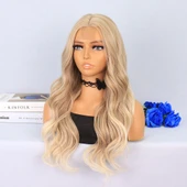 Platin Balköpüğü Röfleli Uzun Dalgalı Tül Peruk thumbnail 3