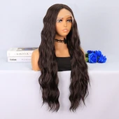 Koyu Kumral Dalgalı Uzun Boy Tül Peruk thumbnail 2