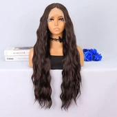 Koyu Kumral Dalgalı Uzun Boy Tül Peruk thumbnail 1