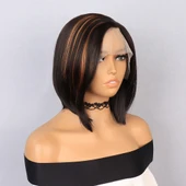 Kahverengi Kısa Balköpüğü Işıltılı Yan Tül Peruk thumbnail 2