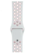 Watch 2 3 4 5 6 Silikon Delikli Spor Uyumlu  Kordon (38-40mm) (beyaz-pembe) - 2