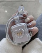 Brokoli Home iPhone 18W/20W Gümüş Kalp Uyumlu Şarj Kılıfı,Şarj Kablo Örme Aparatı, Kablo Koruyucu Aparatı,Gümüş - 1