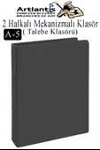 2 Halkalı Klasör 1 Adet A5 PVC Öğrenci ve Ofis Tipi Evrak Sunum Klasörü İç Cepli Otomatik Mekanizmalı Büro Okul Arşivle - 6