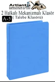 2 Halkalı Klasör 1 Adet A5 PVC Öğrenci ve Ofis Tipi Evrak Sunum Klasörü İç Cepli Otomatik Mekanizmalı Büro Okul Arşivle - 1