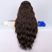 Koyu Kumral Dalgalı Uzun Boy Tül Peruk thumbnail 4