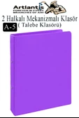 2 Halkalı Klasör 1 Adet A5 PVC Öğrenci ve Ofis Tipi Evrak Sunum Klasörü İç Cepli Otomatik Mekanizmalı Büro Okul Arşivle - 4