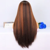 Kahverengi / Bakır Röfleli Tül Peruk thumbnail 4