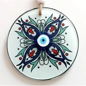 Turkuaz Ve Lacivert Renk Çiçekli Füzyon Cam Duvar Süsü thumbnail 2