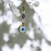 Yaldızlı Şeffaf Nazar Boncuklu Cam Duvar Süsü thumbnail 5