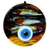 Balık Desenli 12 Cm Füzyon Cam Duvar Süsü thumbnail 1