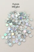 Oya Abiye Bileklik Kolye Pleksi Metalik Plastik Pul Gümüş Renk 8 gram 100 adet - BNC518 thumbnail 1