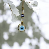 Yaldızlı Şeffaf Nazar Boncuklu Cam Duvar Süsü thumbnail 3