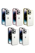 Iphone 14 Pro Kılıf Kamera Çıkıntılı Sert Arkası Şeffaf Renkli Transparan Kapak (SUN) thumbnail 3