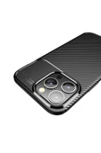 Iphone 13 Pro Kılıf Kamera Çıkıntılı Karbon Fiber Dokulu Renk Atmaz Kapak (NEGRO) thumbnail 4