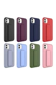 Iphone 12 Kılıf Standlı Lansman Yumuşak Dokulu Renkli Esnek Silikon Kapak (QSTAND) - 4