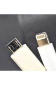 Beyaz Çiftli Lightning-micro Kısa Usb Kablo - 2