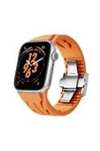 Apple Watch 7 45mm KRD-127 Metal Tokalı Silikon Kordon-Turuncu - 1