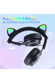 RGB Led Işıklı Kedi Kulağı Band Tasarımlı Katlanabilir Kulak Üstü Bluetooth Kulaklık (M6 Pro Cat) - 5