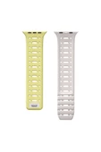 Apple Watch Ultra 49mm Heptekiletişim Krd-124 Silikon Kordon Strap Kayış-açık Yeşil-starlight - 5