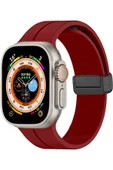 Apple Watch 2/3/4/5/6/7/8/9/se/ultra/nike 42mm 44mm 45mm 49mm Silikon Kordon Metal Tasarım (KRD-84) - 2