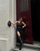 SÜET KALEM ETEK YIRTMAÇ DETAYLI - Siyah - 4