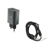 MY2 Tec 2'si 1 arada şarj seti IPhone 15 Samsung Huawei Xiaomi Oneplus USB-C için şarj kablosu siyah 25W 3A 100cm - 2