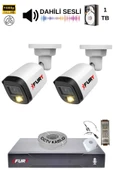 FURY 2 Kamera Sesli Gece Renkli Güvenlik Kamerası Full Hd-su Geçirmez Güvenlik Kamerası Seti 1tb thumbnail 1