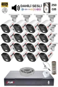 FURY 16 Kamera Sesli Gece Renkli Güvenlik Kamerası Full Hd-su Geçirmez Güvenlik Kamerası Seti 250GB thumbnail 1