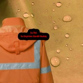 Cepli Reflektif M Beden Fosforlu Fermuarlı Kaban Kapüşonlu Parka Turuncu Lacivert Kaban İşçi Parkası thumbnail 5