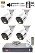 FURY 4 Kamera Sesli Gece Renkli Güvenlik Kamerası Full Hd-su Geçirmez Güvenlik Kamerası Seti 320gb thumbnail 1