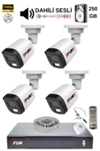 FURY 4 Kamera Sesli Gece Renkli Güvenlik Kamerası Full Hd-su Geçirmez Güvenlik Kamerası Seti 250gb thumbnail 2