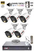 FURY 5 Kamera Sesli Gece Renkli Güvenlik Kamerası Full Hd-su Geçirmez Güvenlik Kamerası Seti 320GB thumbnail 1