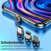 3'ü 1 Arada Manyetik Şarj Kablosu Seti iPhone iPad Samsung USB-C & Lightning 2.4A 100cm Siyah - 2