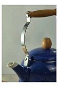 Vintage Ahşap Saplı Emaye Demlik Kettle 2,5Lt Mavi KR072-C - 3