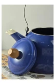 Vintage Ahşap Saplı Emaye Demlik Kettle 2,5Lt Mavi KR072-C - 2